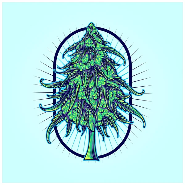 Векторні Ілюстрації Рослинних Конопель Cannabis Sativa Вашого Логотипу Товарів Футболок — стоковий вектор
