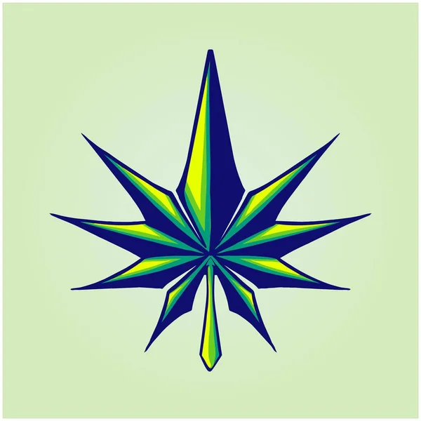 Illustrazioni Geometriche Piante Cannabis Lusso Con Foglie Marijuana Illustrazioni Vettoriali — Vettoriale Stock