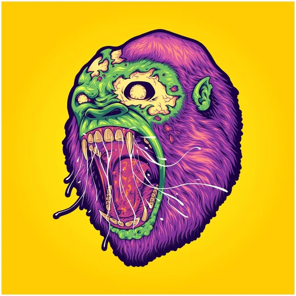 Screaming Gorilla Lijm Cannabis Stam Logo Illustraties Vector Voor Werk — Stockvector