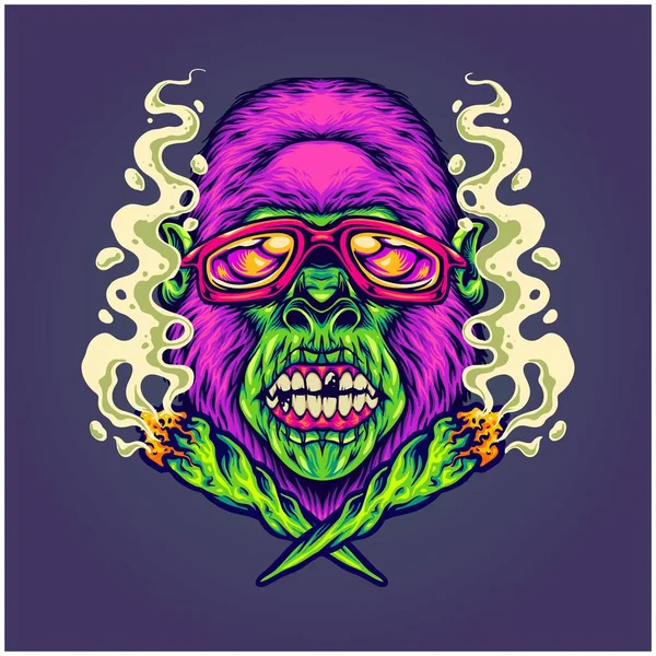 Gorilla Funk Stam Cannabis Indica Hybrid Illustrationer Vektor Illustrationer För — Stock vektor