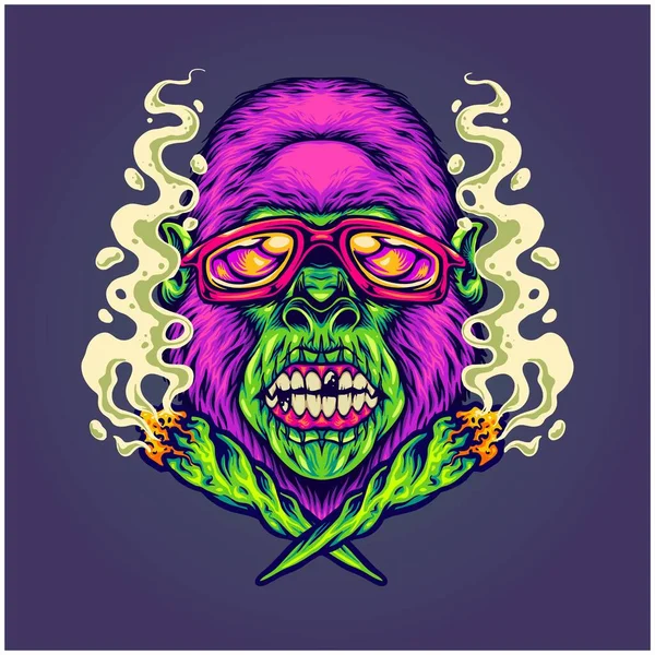 Gorilla Funk Στέλεχος Κάνναβης Indica Υβριδικές Εικονογραφήσεις Διάνυσμα Εικονογραφήσεις Για — Διανυσματικό Αρχείο