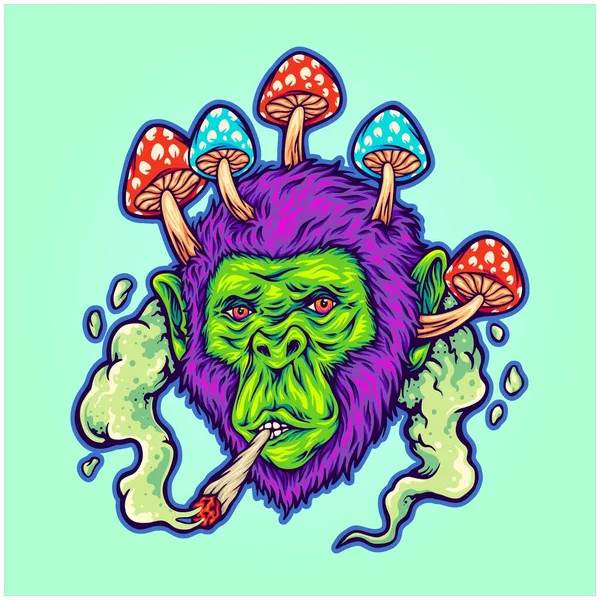 Smoking Gorilla Glue Funk Haze Strains Illustrations Vector Illustrations Your — Stock Vector