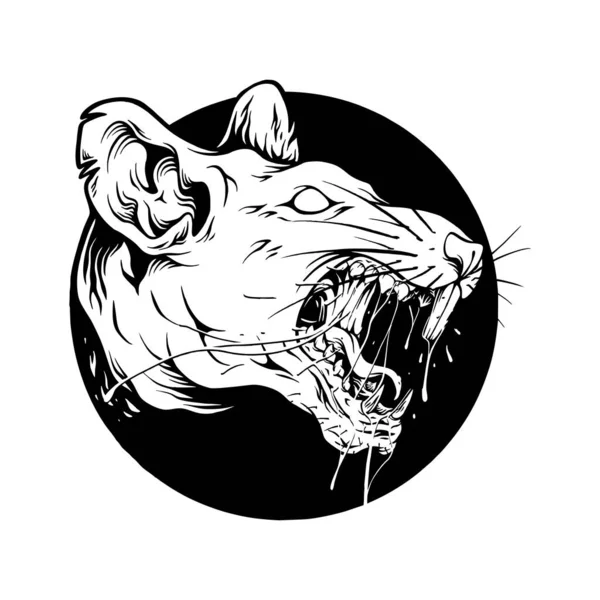 Effrayant Goutte Goutte Zombie Tête Rat Logo Illustrations Vectorielles Monochromes — Image vectorielle