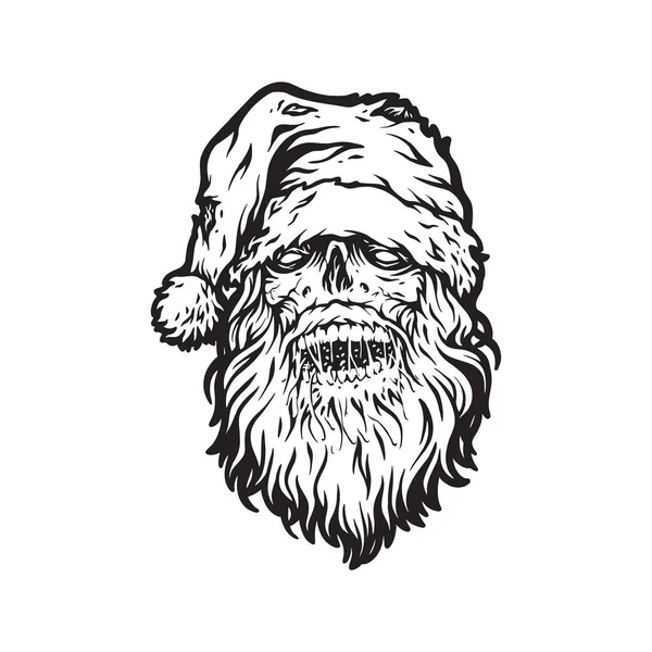 Monstre Effrayant Santa Claus Illustrations Logo Illustrations Vectorielles Monochromes Pour — Image vectorielle