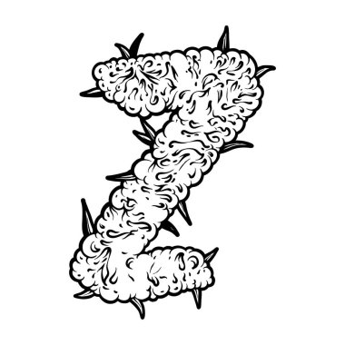 İş logosu, ticari tişört, çıkartma ve etiket tasarımları, poster, tebrik kartı reklam şirketi veya markalar için doğa amblemi z monogram kenevir kültür monokrom vektör çizimleri