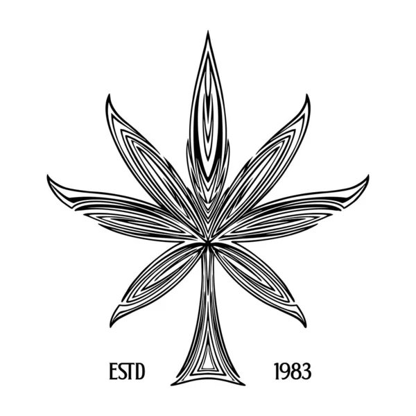 Konopné Listy Logo Mandala Ornament Ilustrace Siluety Vektorové Ilustrace Pro — Stockový vektor