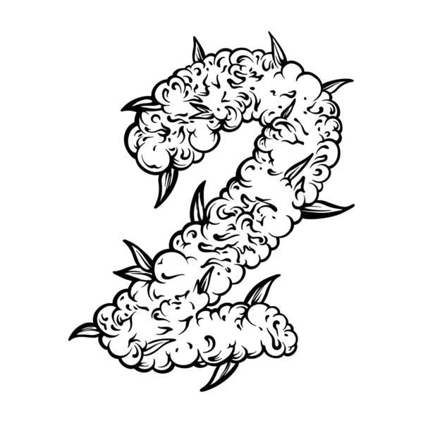 Botanisches Emblem Fett Monogramm Nummer Umreißt Vektor Illustrationen Für Ihre — Stockvektor