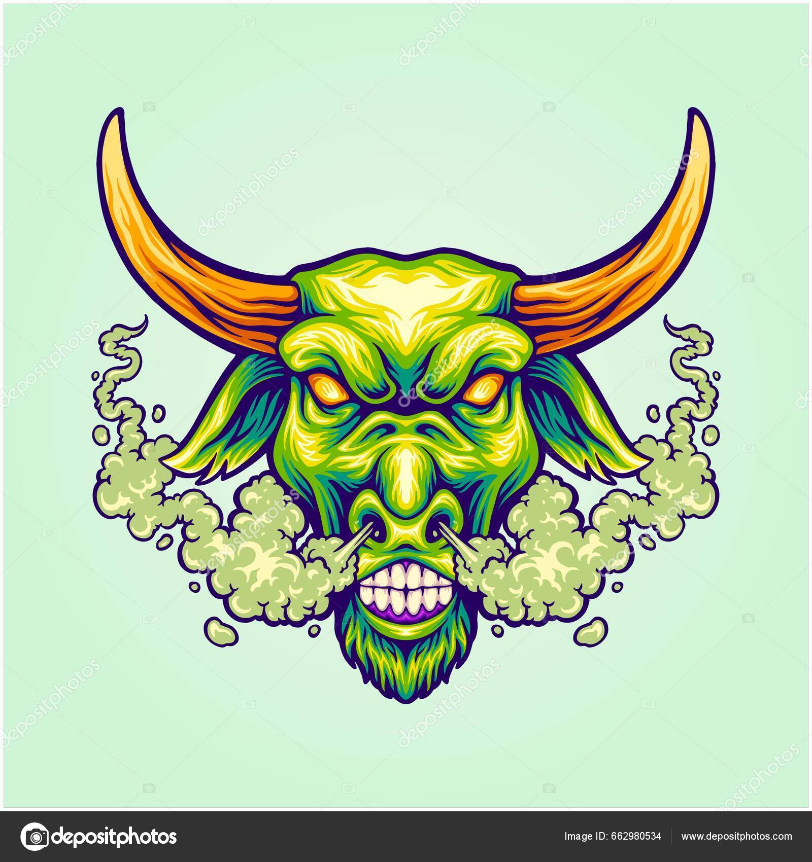 Fierce Bull Head Intimidating Bold Presence Illustrations Vector 