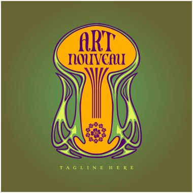 Klasik sanat yeniliği çerçeve arkaplan logosu logo illüstrasyonları iş logonuz, ticari tişört, çıkartmalar ve etiket tasarımları, poster, tebrik kartı reklam şirketi veya markalar için çizimler