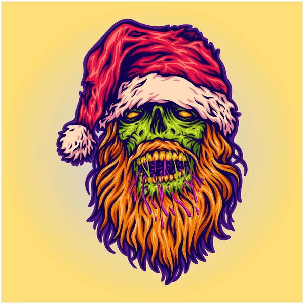 Zombie Santa Claus Rotten Face Christmas Nightmare Illustrations Illustrations Vectorielles — Image vectorielle