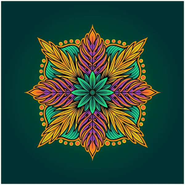 Virágzó Mandala Dísz Bonyolult Virágos Fantázia Illusztrációk Vektor Illusztrációk Munka — Stock Vector