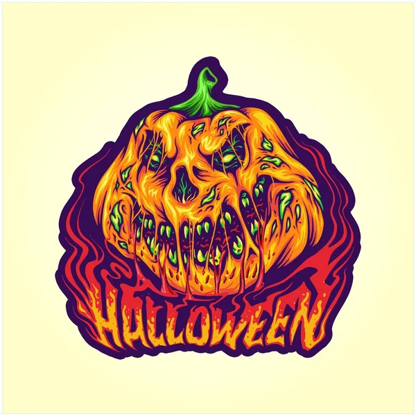 Halloween Abóbora Terror Horripilante Pesadelo Fruto Ilustrações Vetor Ilustrações Para — Vetor de Stock