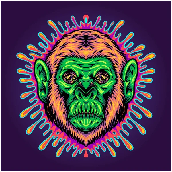 Intriguing Monkey Head Mysterious Slime Background Vector Illustrations Your Work — Stock Vector