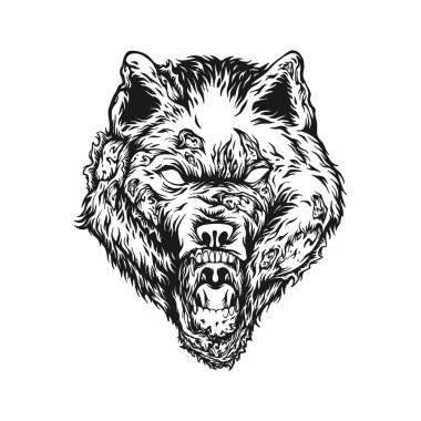 Nightmares dark angry werewolf zombie silhouette vector illustrations for your work logo, merchandise t-shirt, stickers and label designs, poster, greeting cards advertising business company or brands