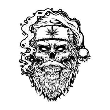 Yüksek holidaze zombi Noel Baba ve kenevir rüya vektör çizimleri iş logonuz, ticari tişörtler, çıkartmalar ve etiket tasarımları, poster, tebrik kartları reklam şirketi veya markalar için