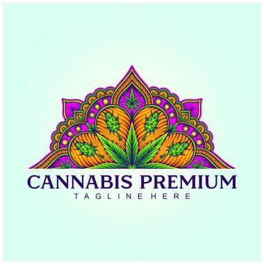 İş logosu, ticari ürün tişörtü, çıkartma ve etiket tasarımları, poster, tebrik kartı reklam şirketi veya markalarınız için karmaşık geometri vektör çizimlerine sahip Ortadoğu kenevir mandala
