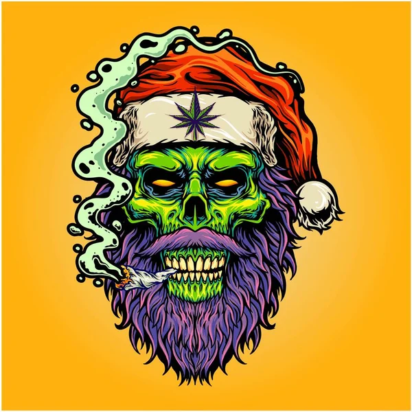 Stoned Zombie Santa Claus Cannabis Nightmare Christmas Vector Illustrations Your — Stock Vector