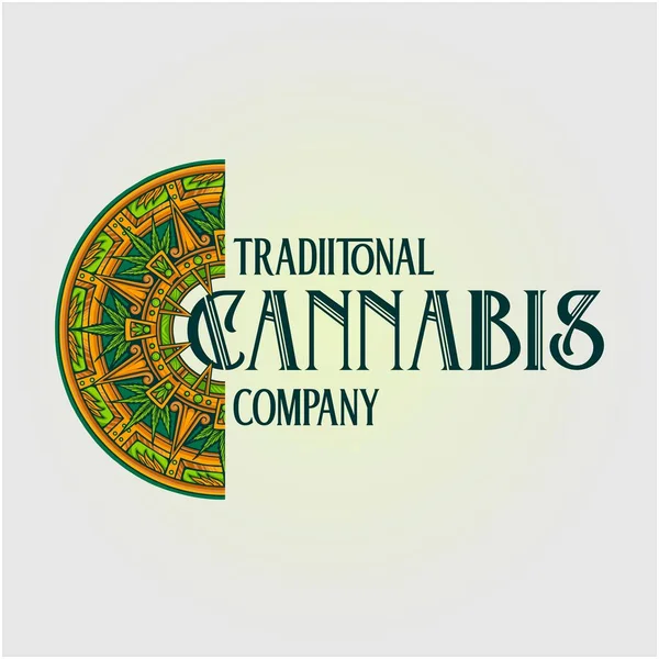 Cannabis Mandala Aztec Geometry Ornament Vector Illustrations Your Work Logo — Stock Vector