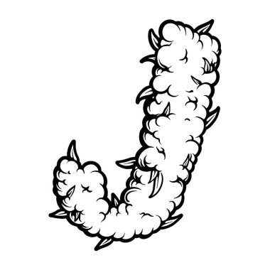 İş logosu, ticari tişört, çıkartma ve etiket tasarımları, poster, tebrik kartı reklam şirketi veya markalar için kenevir yaprağı çizimleri, monokrom vektör illüstrasyonları ile karışık j harfleri