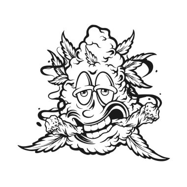 Esrar tomurcuğu canavarı iş logonuz, ticari tişörtünüz, çıkartmalarınız ve etiket tasarımlarınız, poster, tebrik kartları reklam şirketiniz veya markalarınız için vektör illüstrasyonlarını mutlu ediyor