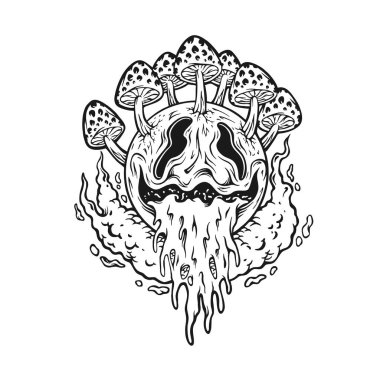 Trippy toadstool Smiley psychedelic magic mantarlar iş logonuz için vektör çizimleri, ticari tişörtler, çıkartmalar ve etiket tasarımları, poster, tebrik kartları reklam şirketi veya markalar
