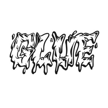 Esrar yaprağı harfi yapıştırıcı dumanı kenevir tek renkli vektör illüstrasyonları iş logonuz, ticari tişört, çıkartmalar ve etiket tasarımları, poster, tebrik kartı reklam şirketi veya markalar için