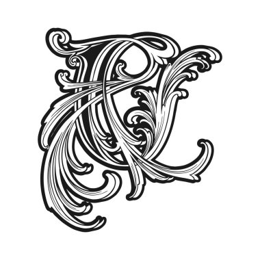 Klasik zarafet C ilk monogram logo monokrom vektör çizimleri iş logonuz, ticari tişört, çıkartmalar ve etiket tasarımları, poster, tebrik kartı reklam şirketi veya markalar için