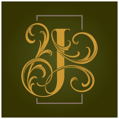 İş logonuz, ticari tişörtünüz, çıkartmalarınız ve etiket tasarımlarınız için J monogram logo vektör çizimleri, poster, tebrik kartları reklam şirketi veya markalarınız için