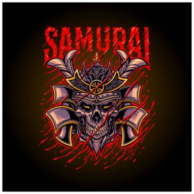 Samuray kâbusu kafatası kaskı çizimleri iş logonuz, ticari tişörtleriniz, çıkartmalarınız ve etiket tasarımlarınız, poster, tebrik kartları reklam şirketiniz veya markalarınız için.