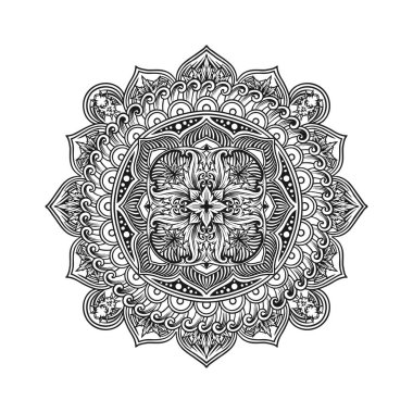 İş logon, ticari tişört, çıkartma ve etiket tasarımları, poster, tebrik kartı reklam şirketi veya markalar için ot yaprağı siluet vektör çizimleri içeren mistik çiçekli nilüfer mandala