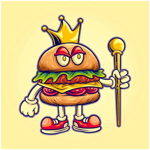 Funky Crown Deliziose Illustrazioni Vettoriali Hamburger Vostro Logo Lavoro Shirt Vettoriali Stock Royalty Free