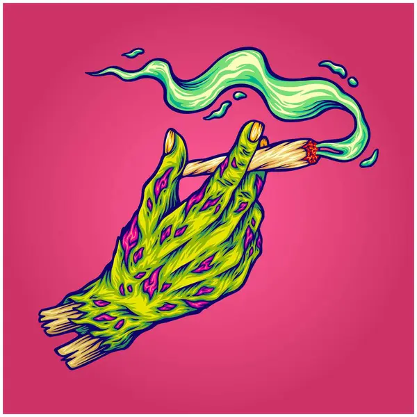 Курение Зомби Травы Преследующие Векторные Иллюстрации Вашей Работы Логотип Товары Стоковая Иллюстрация
