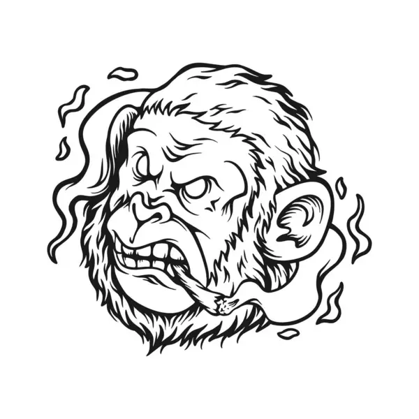 İş logonuz, ticari tişörtünüz, çıkartmalarınız, etiket tasarımlarınız, posteriniz, tebrik kartlarınız reklam şirketiniz veya markalarınız için ortak siluet vektör çizimleri içeren maymun kafası.