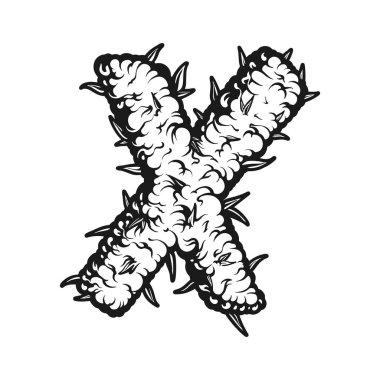 Çimen Silueti Resimli X harfi