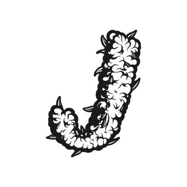 İş logonuz, ticari tişörtünüz, çıkartmalarınız ve etiket tasarımlarınız, poster, tebrik kartı reklam şirketiniz veya markalarınız için ana hatlı Cannabis Plant tarafından oluşturulan J Mektubu