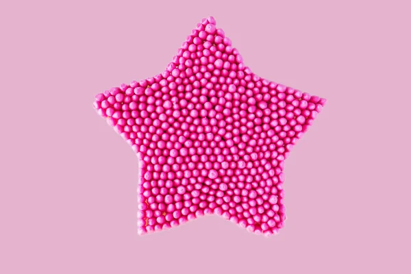 Audífonos Algodón Bambú Color Rosa Caja Forma Estrella Vista Superior — Foto de Stock