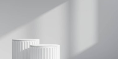 Soyut 3D podyum. Ürün sunumu için en küçük sahne. 3d çizim illüstrasyonu.