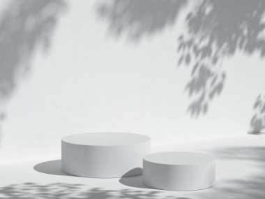 Soyut 3D podyum. Ürün sunumu için en küçük sahne. 3d çizim illüstrasyonu.