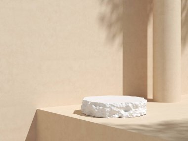 Soyut 3D podyum. Ürün sunumu için en küçük sahne. 3d çizim illüstrasyonu.