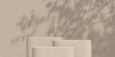 Soyut 3D podyum. Ürün sunumu için en küçük sahne. 3d çizim illüstrasyonu.