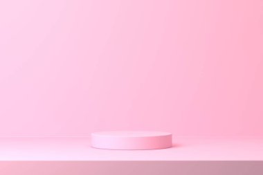 Soyut 3D podyum. Ürün sunumu için en küçük sahne. 3d çizim illüstrasyonu.