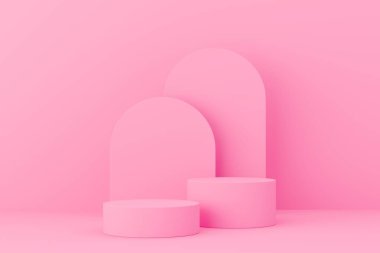 Soyut 3D podyum. Ürün sunumu için en küçük sahne. 3d çizim illüstrasyonu.