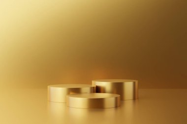 Soyut 3D podyum. Ürün sunumu için en küçük sahne. 3d çizim illüstrasyonu.