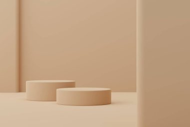 Soyut 3D podyum. Ürün sunumu için en küçük sahne. 3d çizim illüstrasyonu.
