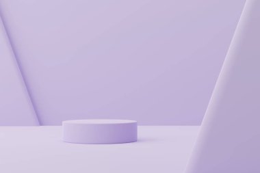 Soyut 3D podyum. Ürün sunumu için en küçük sahne. 3d çizim illüstrasyonu.
