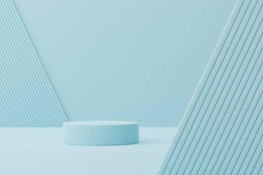 Soyut 3D podyum. Ürün sunumu için en küçük sahne. 3d çizim illüstrasyonu.