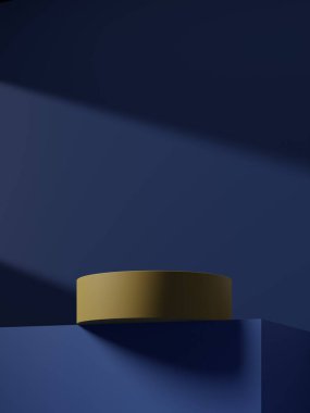 Soyut 3D podyum. Ürün sunumu için en küçük sahne. 3d çizim illüstrasyonu.