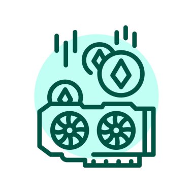 Mining line icon. Virtual money.