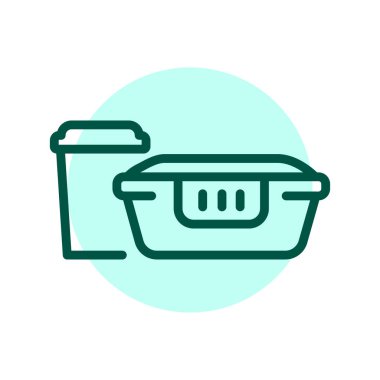 Eco recycled tableware olor line icon. Pictogram for web page.