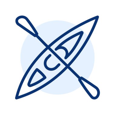 Kayaking black line icon. Water activity.